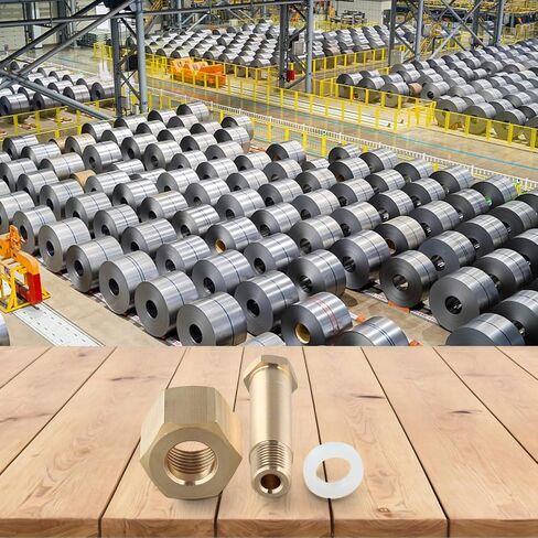 Copper Regulator Inlet Nut for CGA-320 NPT1/4, Pressure Reducing Valve Connector with Washer for Welding Gas Equipment Stability in Kuwait