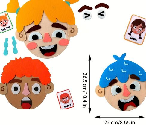 WOBOX 1Set Emotion Learning Felt Board Set for Kids, Montessori Sensory Toys, Interactive Storytelling Kit with 6 Facial Expressions, Early Education Tool for Toddlers in Kuwait