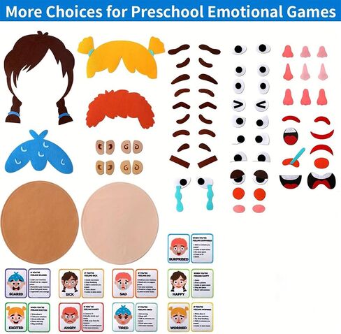 WOBOX 1Set Emotion Learning Felt Board Set for Kids, Montessori Sensory Toys, Interactive Storytelling Kit with 6 Facial Expressions, Early Education Tool for Toddlers in Kuwait