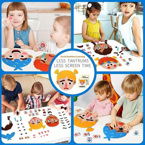 WOBOX 1Set Emotion Learning Felt Board Set for Kids, Montessori Sensory Toys, Interactive Storytelling Kit with 6 Facial Expressions, Early Education Tool for Toddlers in Kuwait