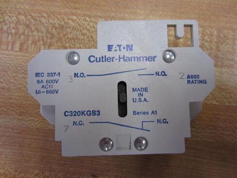 CUTLER HAMMER C320KGS3 1 NO/NC, 1.5-8 AMP, 660 VAC, Auxiliary Contact, for Starter and CONTACTORS, Side Mount in Kuwait