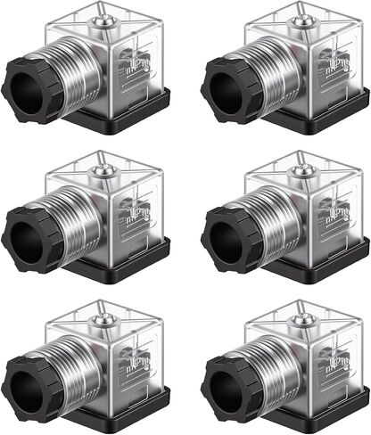 Tellegloww 6 قطع Din 43650 النوع A 3 Prong الملف اللولبي موصل التوصيل متوافق مع 12 فولت و24 فولت مع ضوء مؤشر LED أحمر لملفات صمام الملف اللولبي in Kuwait