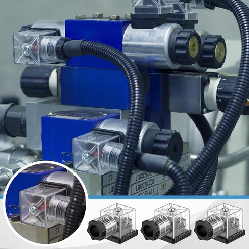 Tellegloww 6 قطع Din 43650 النوع A 3 Prong الملف اللولبي موصل التوصيل متوافق مع 12 فولت و24 فولت مع ضوء مؤشر LED أحمر لملفات صمام الملف اللولبي in Kuwait