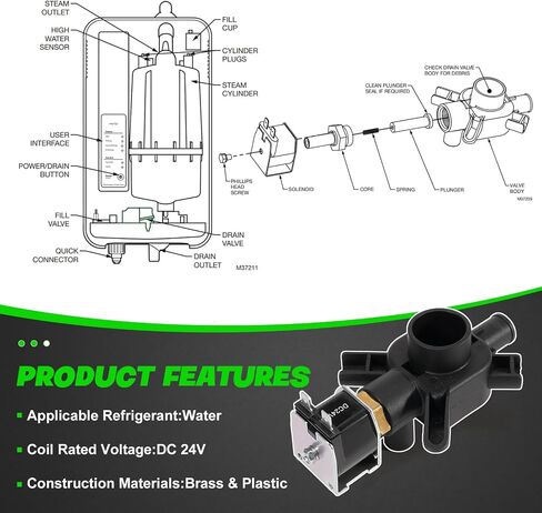 leaptrend Solenoid Drain Valve Compatible with Honeywell HM 750 Electrode Humidifier, DC 24V (Black) in Kuwait