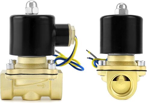 QWORK 12VDC 3/4" Brass Solenoid Valve with Seals - Normally Closed, Fast Response, for Air/Fuel Control in Kuwait