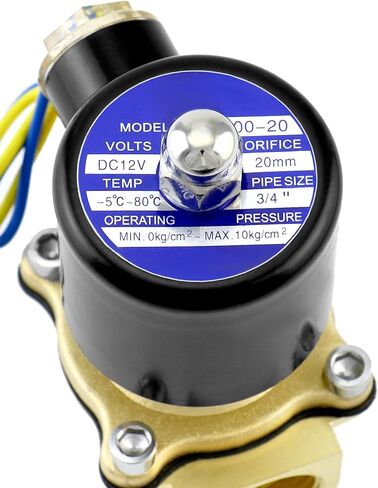 QWORK 12VDC 3/4" Brass Solenoid Valve with Seals - Normally Closed, Fast Response, for Air/Fuel Control in Kuwait
