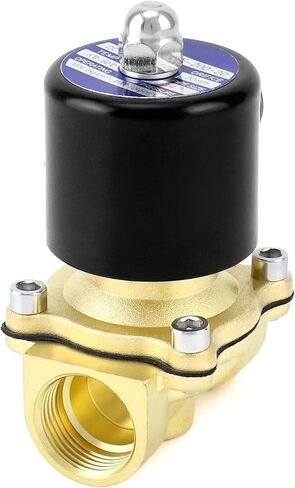 QWORK 12VDC 3/4" Brass Solenoid Valve with Seals - Normally Closed, Fast Response, for Air/Fuel Control in Kuwait