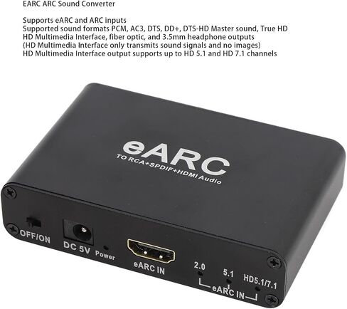 EBTOOLS EARC ARC Sound Extractor, HD Multimedia Interface Optical 3.5mm Output, HD Multimedia ARC Adapter for HDTV Speaker Amplifier in Kuwait