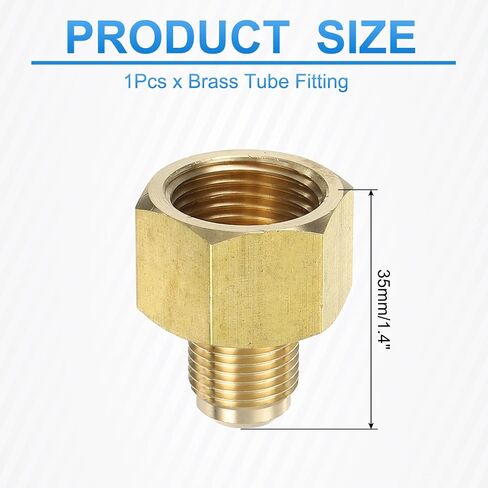 Brass Flare Tube Fitting Coupling Gas Adapter, 3/8" Male Flare x 5/8 Inch Female SAE Thread Pipe Connector Fit for air Conditioning HVAC Automotive Grills (Gold) in Kuwait