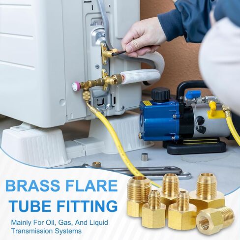 Brass Flare Tube Fitting Coupling Gas Adapter, 3/8" Male Flare x 5/8 Inch Female SAE Thread Pipe Connector Fit for air Conditioning HVAC Automotive Grills (Gold) in Kuwait