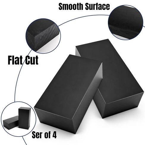 Hiceeden 4 Pcs 2 Inch Thick HDPE Blocks, 3" x 6" Solid Plastic Sheet High Density Polyethylene Board, Hard Plastic Thick Sheet for DIY Projects, Machining, Home Improvement, Black in Kuwait