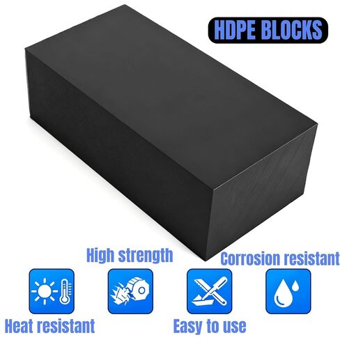 Hiceeden 4 Pcs 2 Inch Thick HDPE Blocks, 3" x 6" Solid Plastic Sheet High Density Polyethylene Board, Hard Plastic Thick Sheet for DIY Projects, Machining, Home Improvement, Black in Kuwait