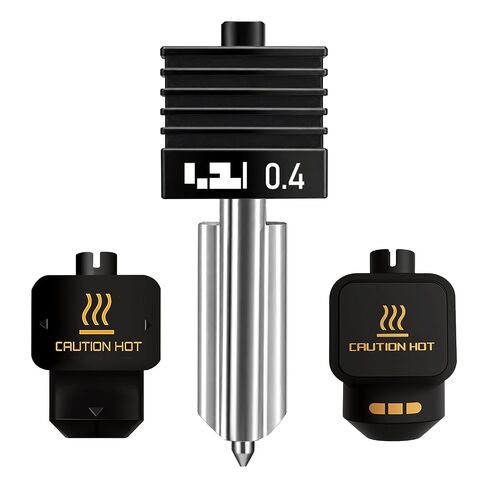 3 قطع من فوهة Hotend المدمجة من الفولاذ المقوى 0.4 مم متوافقة مع Bambu Lab X2D P2S H2S H2D، رأس طباعة سريع التبديل معدني بالكامل، طباعة تفاصيل عالية الدقة، تتضمن 6 جوارب من السيليكون in Kuwait