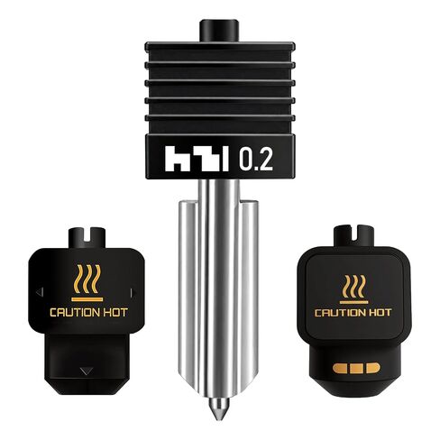 3 قطع من فوهة Hotend المدمجة من الفولاذ المقوى 0.4 مم متوافقة مع Bambu Lab X2D P2S H2S H2D، رأس طباعة سريع التبديل معدني بالكامل، طباعة تفاصيل عالية الدقة، تتضمن 6 جوارب من السيليكون in Kuwait