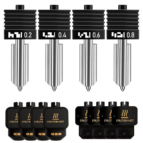 3 قطع من فوهة Hotend المدمجة من الفولاذ المقوى 0.4 مم متوافقة مع Bambu Lab X2D P2S H2S H2D، رأس طباعة سريع التبديل معدني بالكامل، طباعة تفاصيل عالية الدقة، تتضمن 6 جوارب من السيليكون in Kuwait