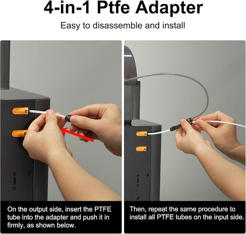 4 في 1 محول PTFE تغذية أنبوب توسيع منفذ خيوط تغذية الأنابيب موصل ووسادة تنظيف خيوط 4PK إضافية لطابعة Bambu Lab P1S/P1P/H2D/H2C/H2S/A1/A1 Mini/X1C/X1E ثلاثية الأبعاد in Kuwait
