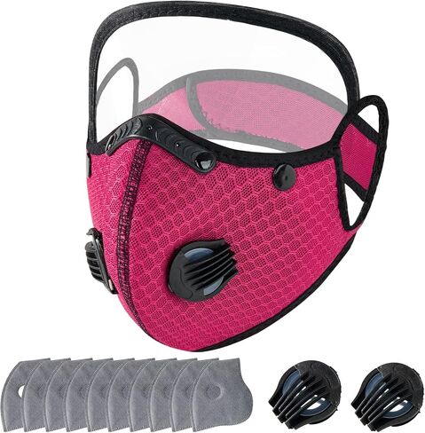 2027 New Reusable Carbon Filter Dust Mask with 10 Filters, 2 Breathing Valve, Adjustable, with Removable Face Mask in Kuwait