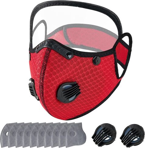 2027 New Reusable Carbon Filter Dust Mask with 10 Filters, 2 Breathing Valve, Adjustable, with Removable Face Mask in Kuwait