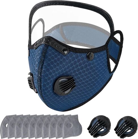 2027 New Reusable Carbon Filter Dust Mask with 10 Filters, 2 Breathing Valve, Adjustable, with Removable Face Mask in Kuwait