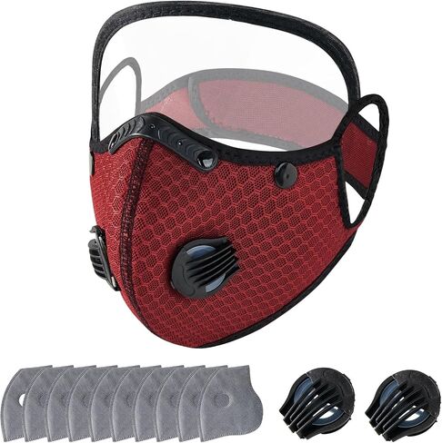 2027 New Reusable Carbon Filter Dust Mask with 10 Filters, 2 Breathing Valve, Adjustable, with Removable Face Mask in Kuwait
