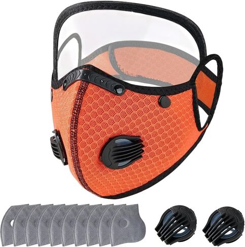 2027 New Reusable Carbon Filter Dust Mask with 10 Filters, 2 Breathing Valve, Adjustable, with Removable Face Mask in Kuwait