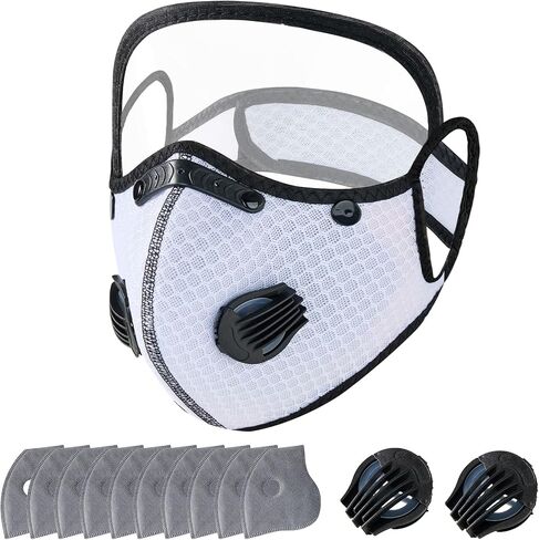 2027 New Reusable Carbon Filter Dust Mask with 10 Filters, 2 Breathing Valve, Adjustable, with Removable Face Mask in Kuwait