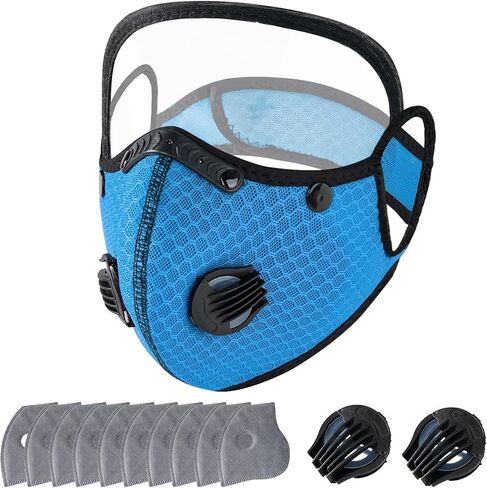 2027 New Reusable Carbon Filter Dust Mask with 10 Filters, 2 Breathing Valve, Adjustable, with Removable Face Mask in Kuwait