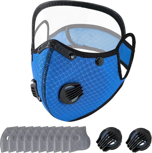 2027 New Reusable Carbon Filter Dust Mask with 10 Filters, 2 Breathing Valve, Adjustable, with Removable Face Mask in Kuwait