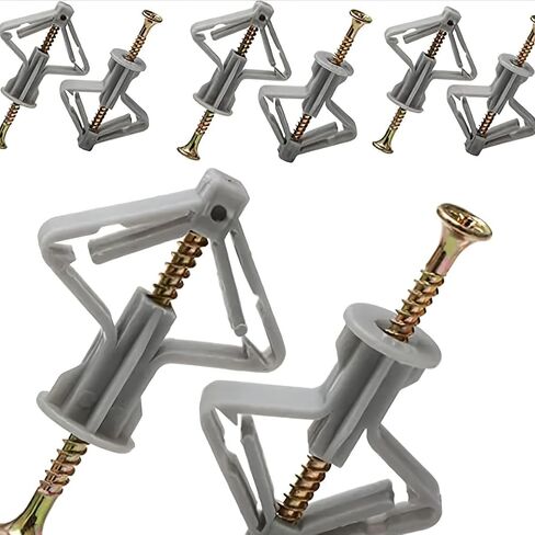 Generic Plastic Anchor & Screw Set - 40pcs (20pcs Anchor + 20pcs Screws) - Drywall Anchor, Butterfly Anchor, Hollow Wall Anchor in Kuwait