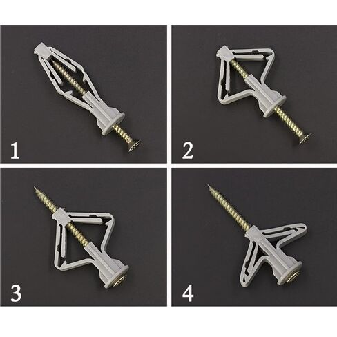 Generic Plastic Anchor & Screw Set - 40pcs (20pcs Anchor + 20pcs Screws) - Drywall Anchor, Butterfly Anchor, Hollow Wall Anchor in Kuwait