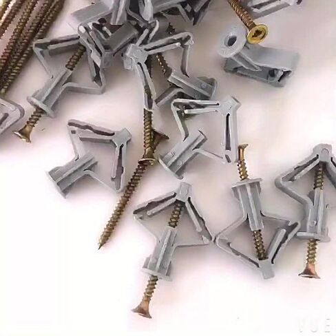 Generic Plastic Anchor & Screw Set - 40pcs (20pcs Anchor + 20pcs Screws) - Drywall Anchor, Butterfly Anchor, Hollow Wall Anchor in Kuwait