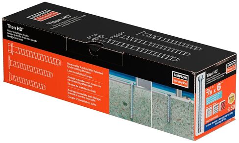 Simpson Strong-Tie THD37600H6SS - رأس غسالة سداسية مقاس 3/8 بوصة × 6 بوصة، نوع 316 من الفولاذ المقاوم للصدأ Titen HD مرساة شديدة التحمل للخرسانة، سهلة التركيب (عبوة من 50 قطعة) in Kuwait