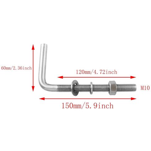 TAODAN 4PCS L-Shaped Anchor Bolt Set M10x150 Stainless Steel 7-Shaped Screws Heavy Duty Concrete and Wood Anchoring Bolts in Kuwait