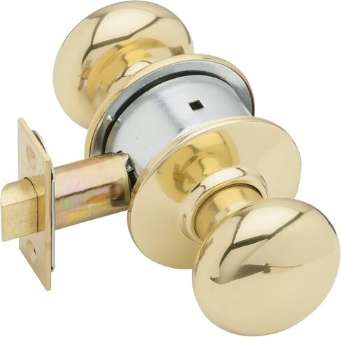 Schlage A10S PLY 605 Series A قفل أسطواني من الدرجة 2، وظيفة المرور، بدون مفتاح، تصميم بليموث، لمسة نهائية من النحاس اللامع in Kuwait