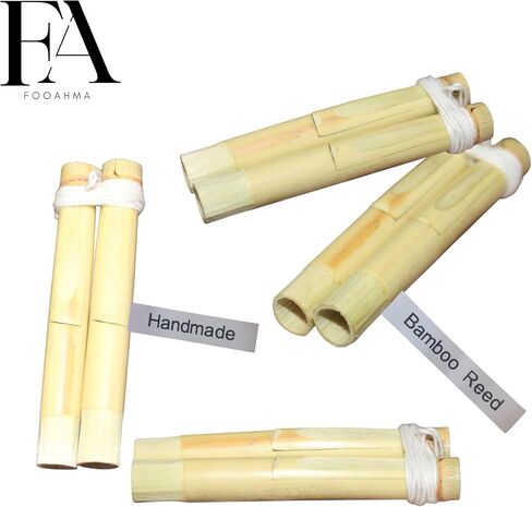 Handmade 1 Pair Traditional Bamboo Mijwiz Flute - Professional Double Reed Arabic Folk Wind Instrument, Authentic Middle Eastern Double Pipe Musical Instrument for Musicians and Collectors in Kuwait