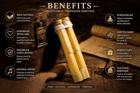 Handmade 1 Pair Traditional Bamboo Mijwiz Flute - Professional Double Reed Arabic Folk Wind Instrument, Authentic Middle Eastern Double Pipe Musical Instrument for Musicians and Collectors in Kuwait