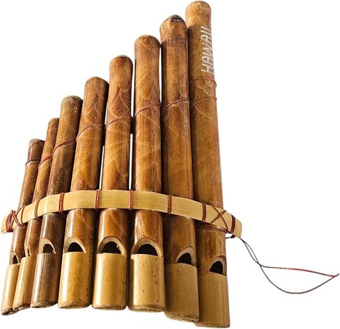 Hawaii Bamboo Pan Flute Décor Instrument – Handcrafted Wooden Pan Pipe for ASMR, Meditation, Relaxation, Costumes & Tropical Island Décor, 8 Pipe, 7.75 x 6 Inch in Kuwait
