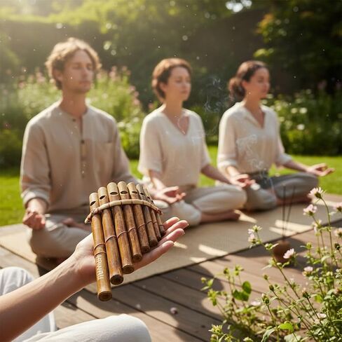 Hawaii Bamboo Pan Flute Décor Instrument – Handcrafted Wooden Pan Pipe for ASMR, Meditation, Relaxation, Costumes & Tropical Island Décor, 8 Pipe, 7.75 x 6 Inch in Kuwait