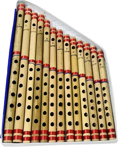 Bamboo Bansuri Flute for beginners Set multiple Key Tune 7 Holes Fipple Woodwind Clarinet Bamboo Quena Flute Indian Musical Instrument Krishna Flute Birthday Gift Mens Women set of 13 in Kuwait