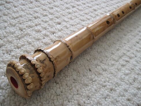 6 Hole Shakuhahci Dongxiao Bamboo Flute w. Root End Zen Instrument Good for C/D/F/G Key in Kuwait