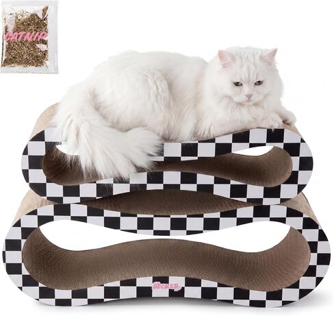 CSR1014B Suvi 26" Modern Cardboard Infinity 2-in-1 Lounge Bed Cat Scratcher with Catnip, Cloud in Saudi Arabia
