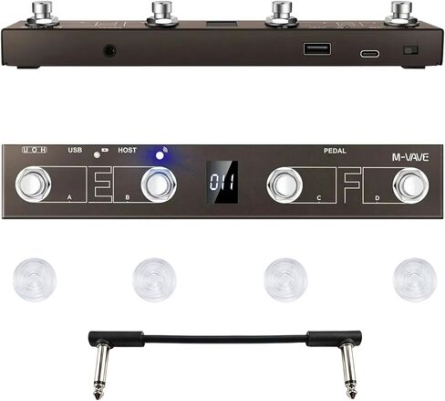 وحدة تحكم MIDI لاسلكية باللون الأسود من M-VAVE Chocolate Plus، دواسة بلوتوث Footswitch MIDI لاسلكية مع غطاء علوي لمفتاح القدم وكابل صوت in Kuwait