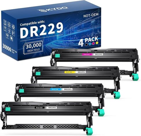 Skydo (ليس تونر) DR229 DR-229CL وحدة طبل بديلة متوافقة لـ Brother DR229CL DR-229 DR 229XL Drum لـ MFC-L3780CDW MFC-L3720CDW HL-L3220CDW (أسود، سماوي، أرجواني، أصفر، 4 عبوات) in Kuwait