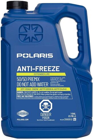 Polaris Antifreeze Coolant 50/50 Premix Extended Life for Snowmobile Off Road Aluminum Cooling Systems, Compatible With 2 & 4 Stroke Engine, Boil Over & Freeze Protection, 1 Quart - Part 2880514 in Saudi Arabia