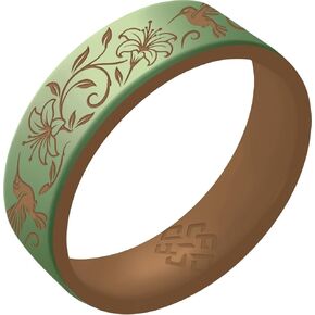 Knot Theory Gold Hummingbirds Silicone Ring for Women - Mint Green, Pearly Pink, Lavender Purple, White Rose Gold Breathable Dual Layer Comfort Fit 6mm Bandwidth in Saudi Arabia