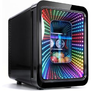 Kikihouse 20L/22Cans Mini Fridge with LED Gaming Light, Small Beverage Refrigerator for Bedroom, Office, Dorm and Car, AC/DC Portable Cooler for Drinks, Skincare, Drip Tray Included in Kuwait