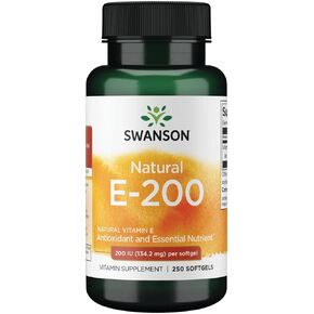 Swanson Natural Vitamin E - Natural Supplement Supporting Heart Health & Tissue Protection - Essential Nutrient Promoting Overall Health & Wellness 200 Iu (134.2 Milligrams) 250 Sgels in Kuwait