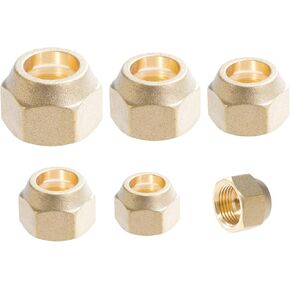 6 PCS Brass 45 Degree Flare Tube Fitting for Air Conditioning Copper Pipe Extension Butt Flare Nut Fittings for 1/4" 5/16" 3/8" 1/2" 5/8" 3/4" OD in Saudi Arabia