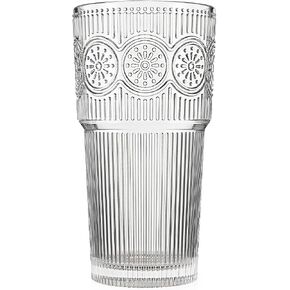 SoulTimes 20oz Ribbed & Floral Glass Tumbler Set of 6 – Reusable Glass Cups, Iced Coffee Cups for Water, Smoothie, Milk, Cocktail & More in Kuwait
