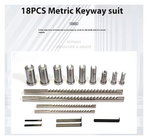 18 قطعة HSS Keyway Broach مجموعات B-4mm، B-5mm، C-6mm، C-8mm متري الحجم أدوات القطع للهندسة الدقيقة لمخرطة CNC in Kuwait